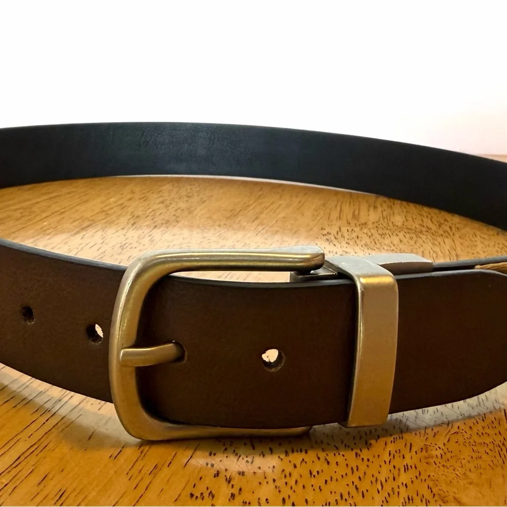 Levis Boy's Reversible Nickel Logo Patch Belt L 30-32 Brown/Black